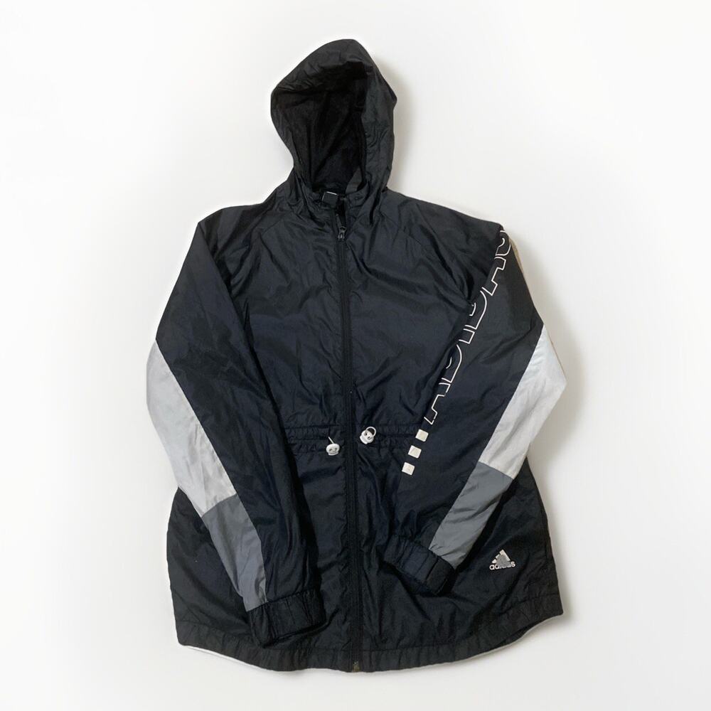 Adidas Outline Windbreaker Black Lightweight Hooded Jacket Women's Size Small